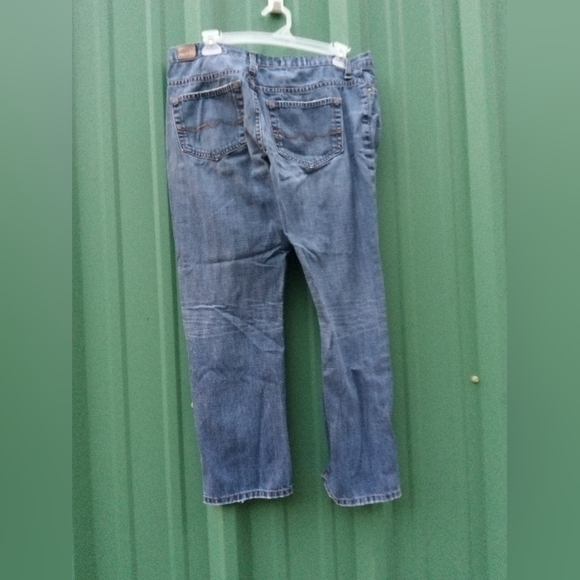 Men's Red Engine Blue Jeans Size 32 Decorative Pockets Torn Grunge Destroyed - Picture 3 of 3